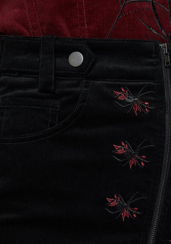 Spiderbite Embroidered Cord Mini Skirt