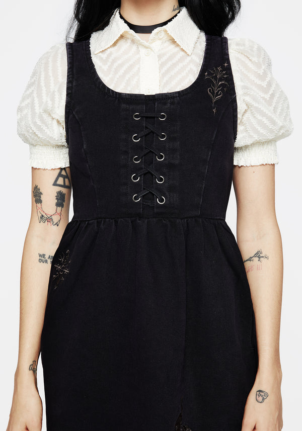 Hester Embroidered Lace Up Corset Mini Dress