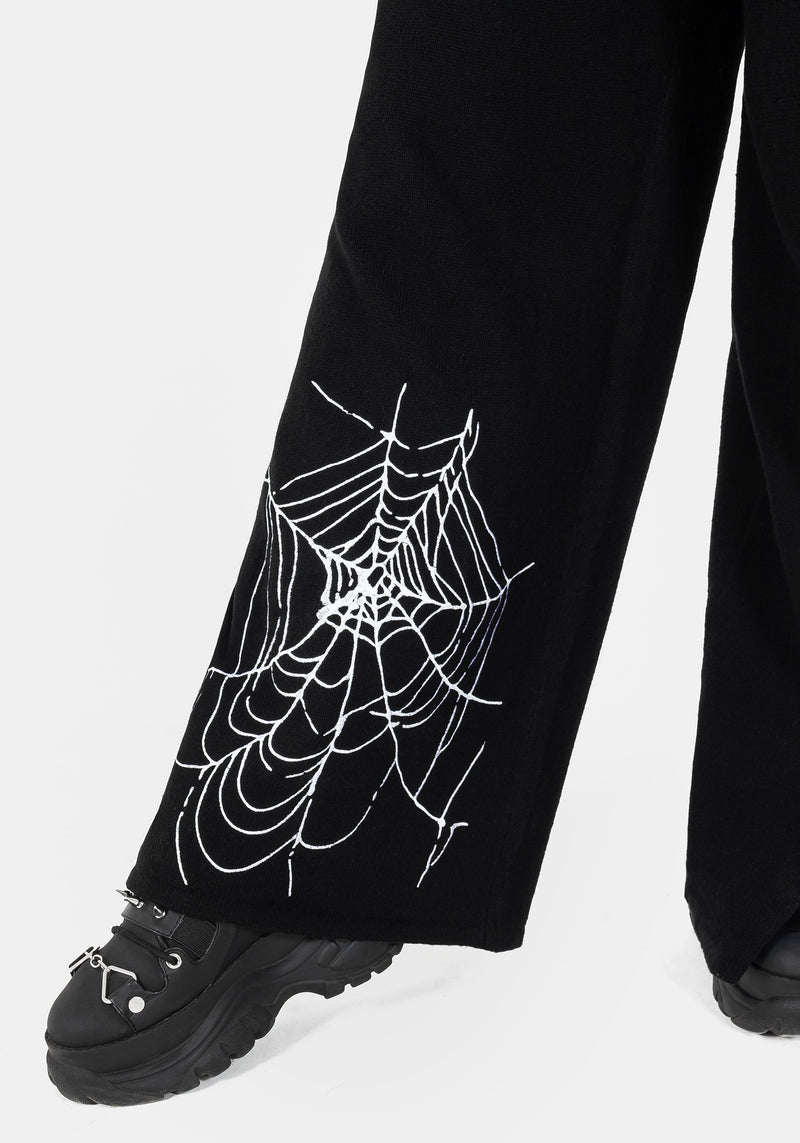 Araneae Embroidered Wide Leg Knit Joggers