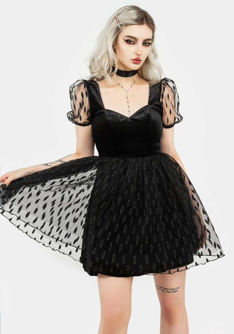 Ellipse Embroidered Tulle Puff Mini Dress