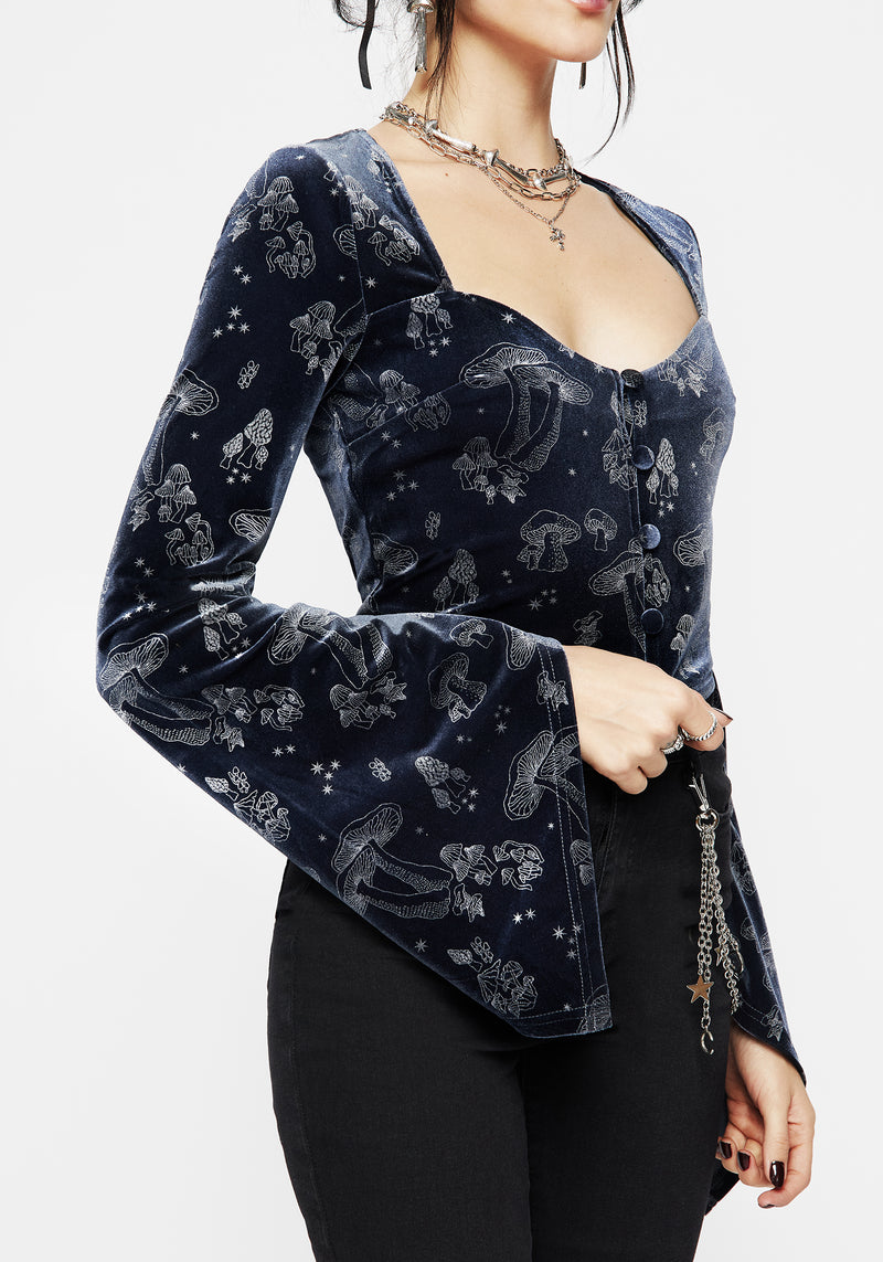 Faefire Foil Print Velour Top