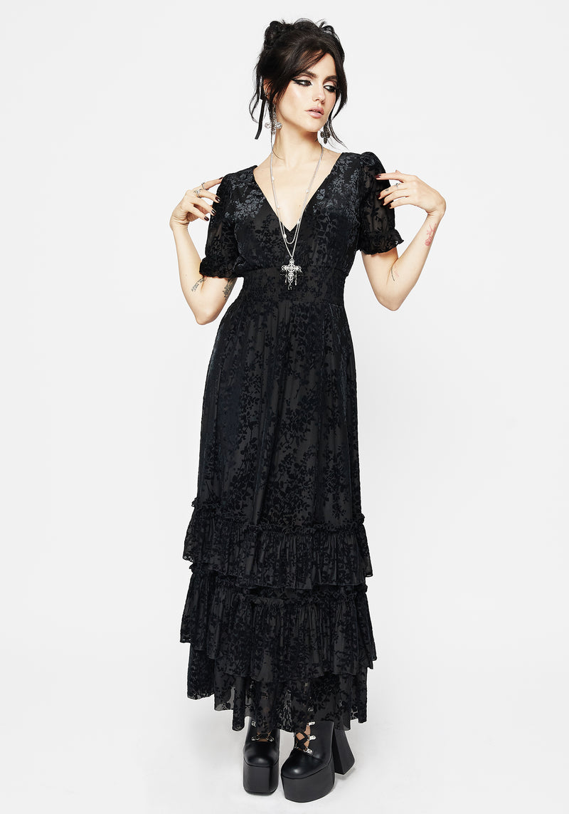 Lilias Devoré Tiered Maxi Dress