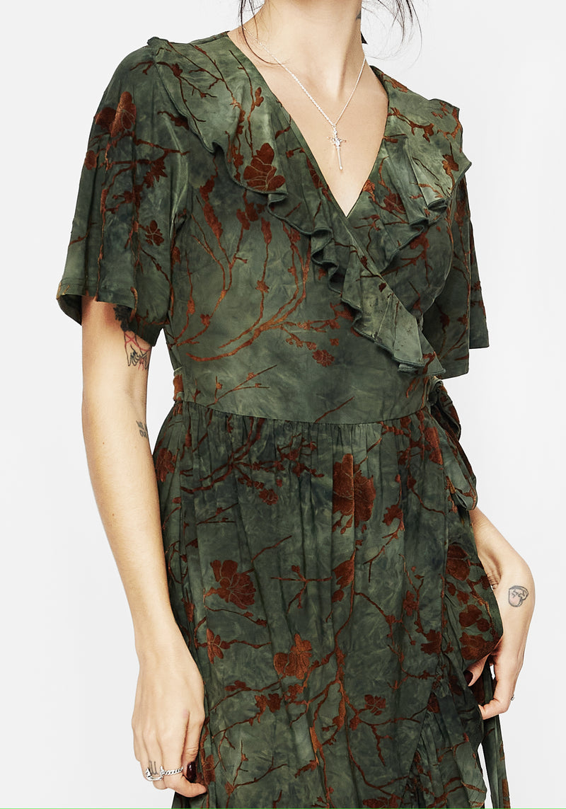 Witchfire Ruffle Midaxi Wrap Dress