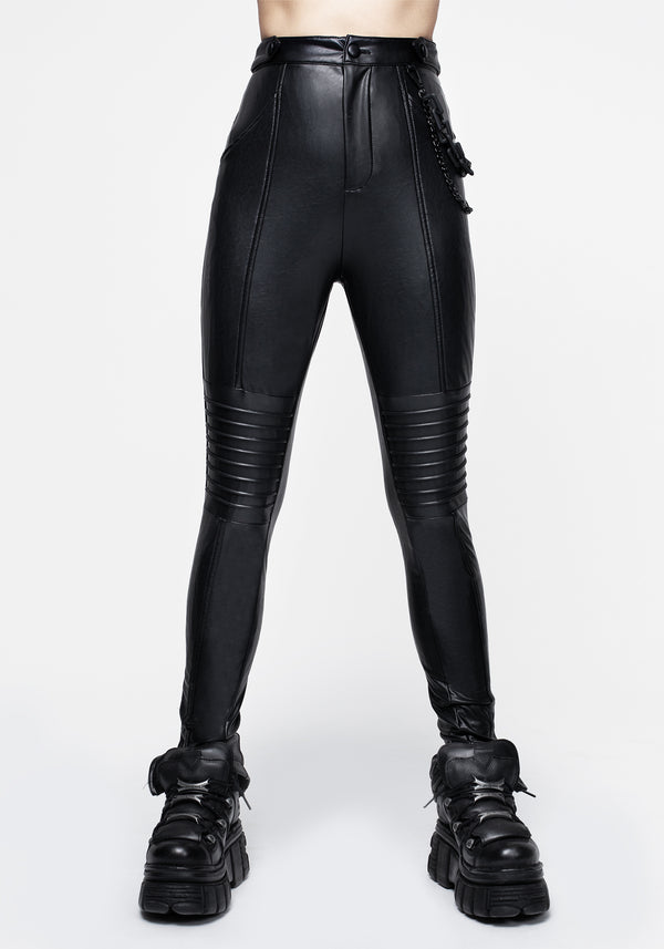 Outlaw Kunstleder Biker Kette Leggings