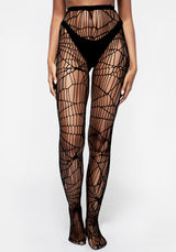 Cobweb Patterned Fishnet Tights