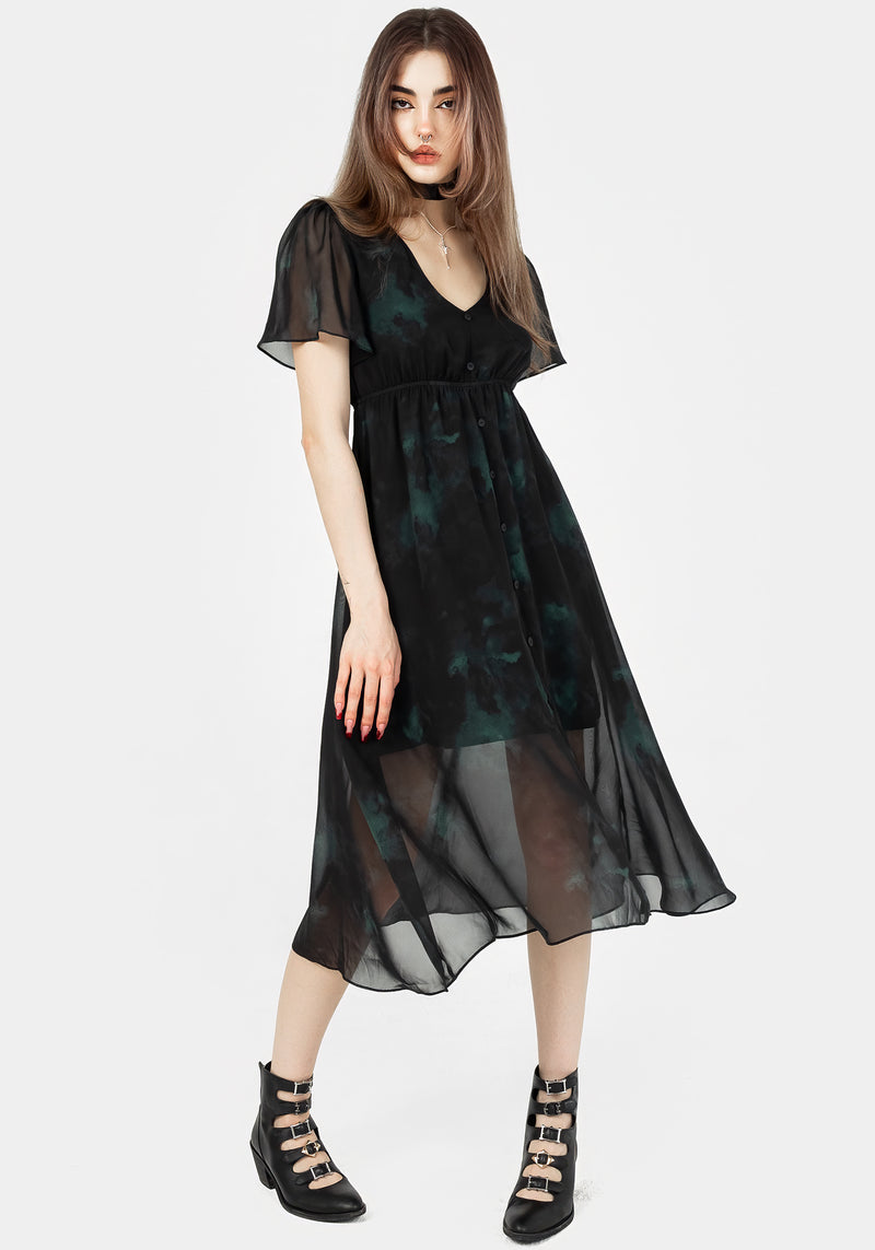 Lichen Chiffon Midi Kleid