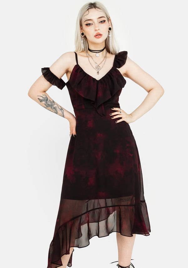 Vesta Asymmetric Chiffon Midaxi Dress