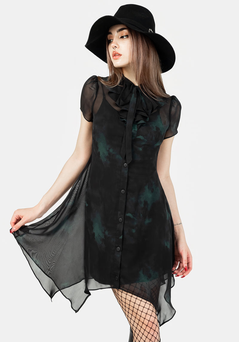 Lichen Chiffon Mini Hemd Kleid