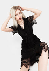 Martyr Collar Lace Midi Shirt Dress