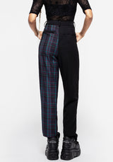 Stereo Spliced Check High Waist Tapered Trousers