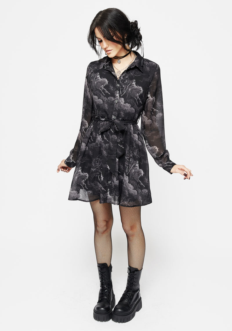 Revelation Chiffon Mini Shirt Dress