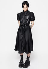 Sharon PU Midi Shirt Dress With Charm