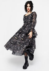 Melancholia Virago Puff Sleeve Layered Organza Midaxi Dress