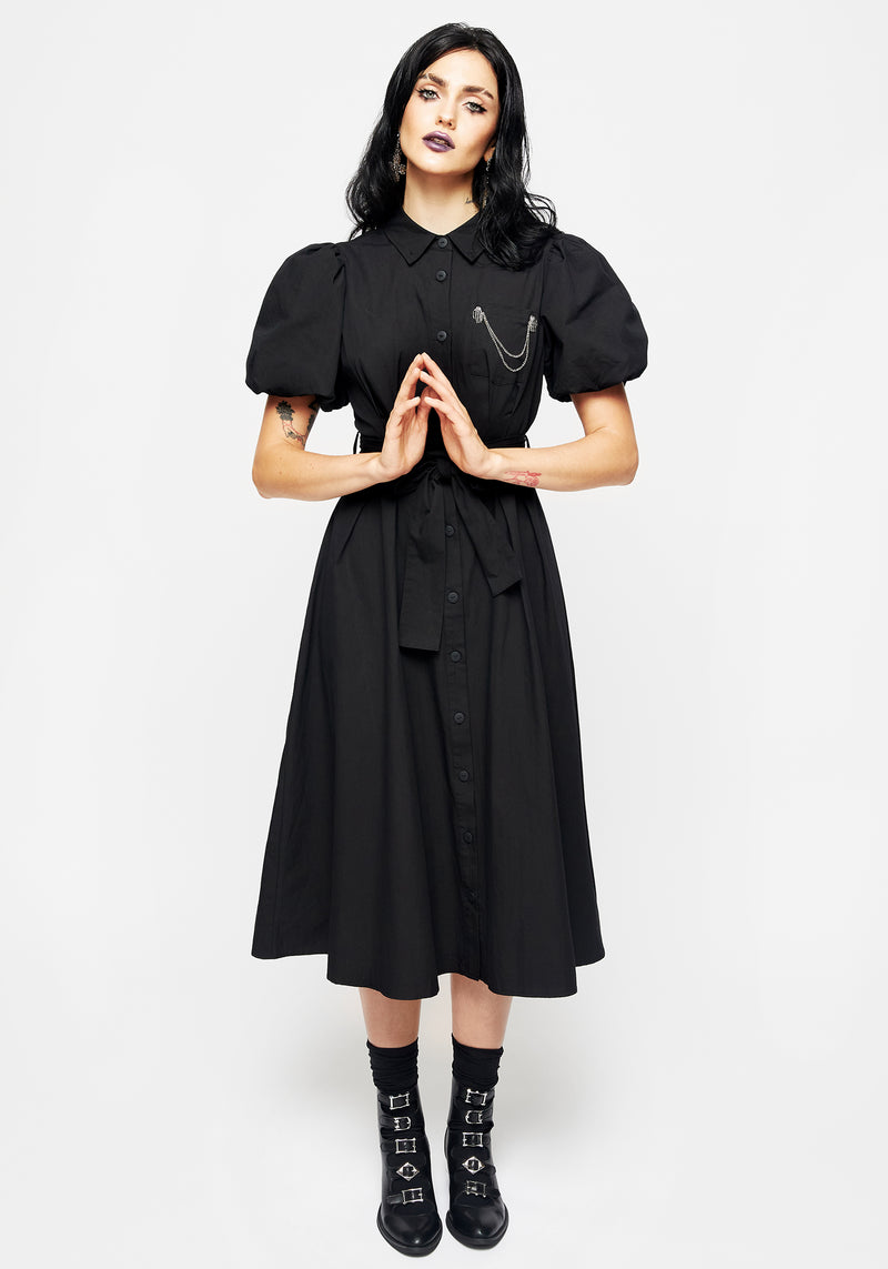 Skeleton Collar Midi Shirt Dress