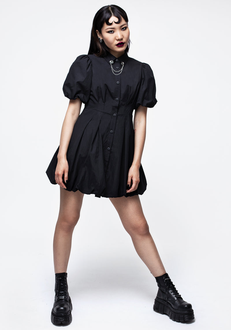 Skeleton Collar Bubble Hem Mini Dress