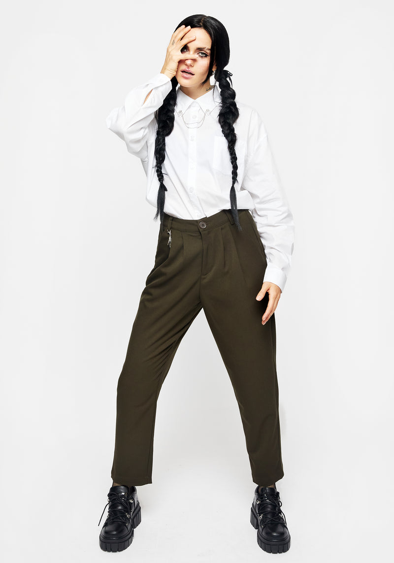 Malverde High Waist Tapered Trousers - Green