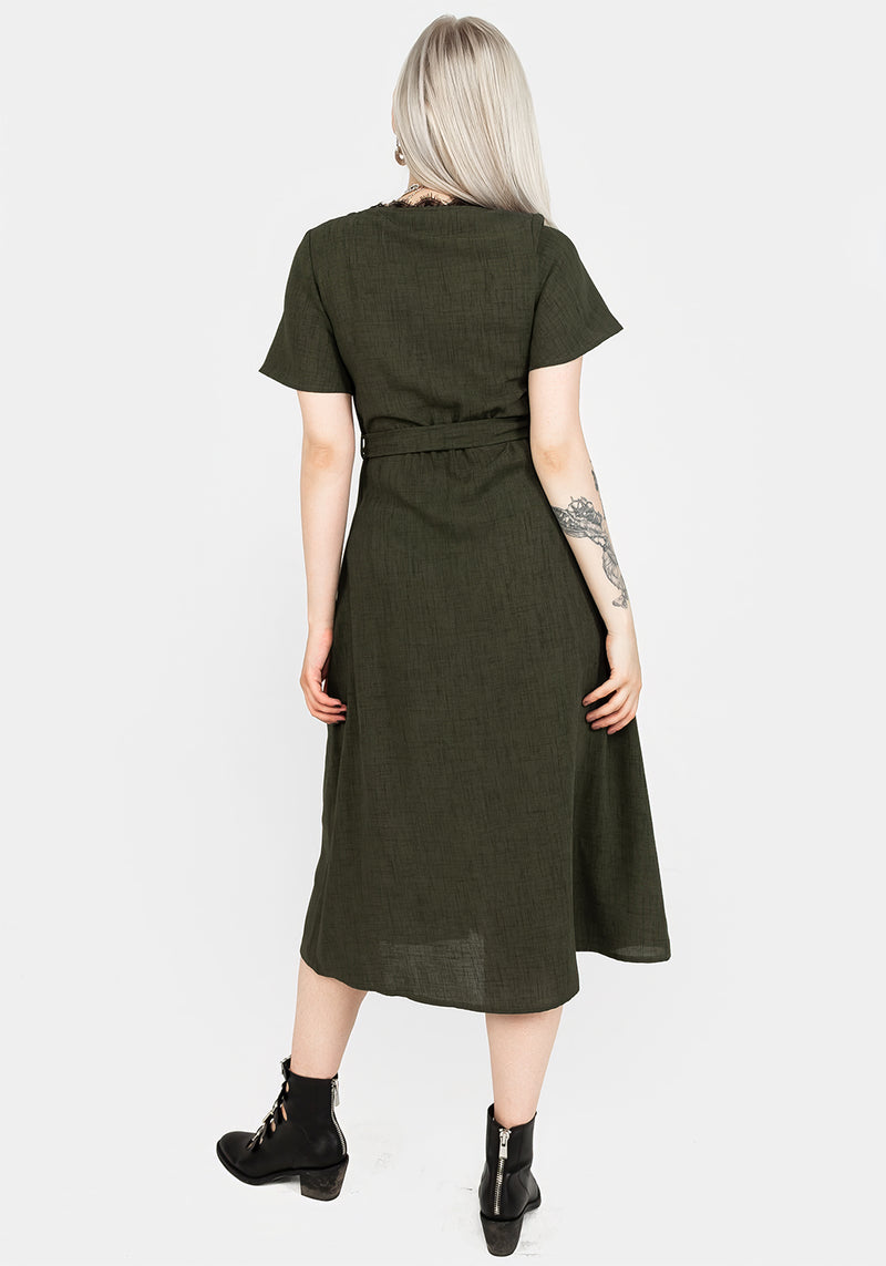 Ava Engel Ärmel Midi Kleid