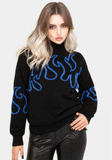 Blaze Flamme Gestrickt Pullover - Blau