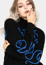 Blaze Flamme Gestrickt Pullover - Blau