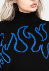 Blaze Flamme Gestrickt Pullover - Blau