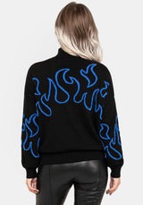 Blaze Flamme Gestrickt Pullover - Blau