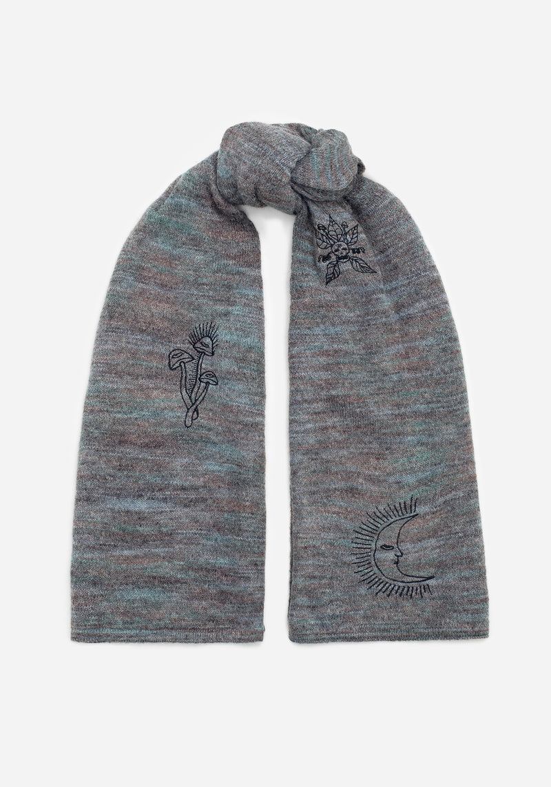 Mandragore Embroidered Knit Scarf