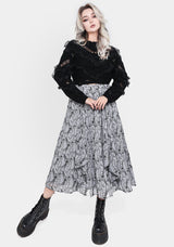 Rosethorn Beflockt Velours Chiffon Rüsche Midi Rock -