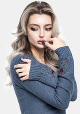 Selenia Motte Bestickt Zopf Twist Gestrickt Cardigan   