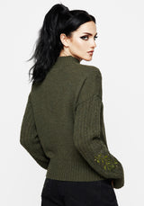 Swamplife Embroidered Cable Knit Relaxed Jumper