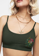 Swamplife Nahtlos Bestickt Rippe Bralette