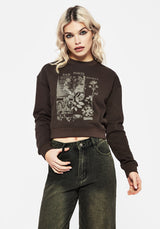 Sad Poets Graphic Print Crop Sweater