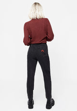 Foxfire Embroidered Distressed Mom Jeans