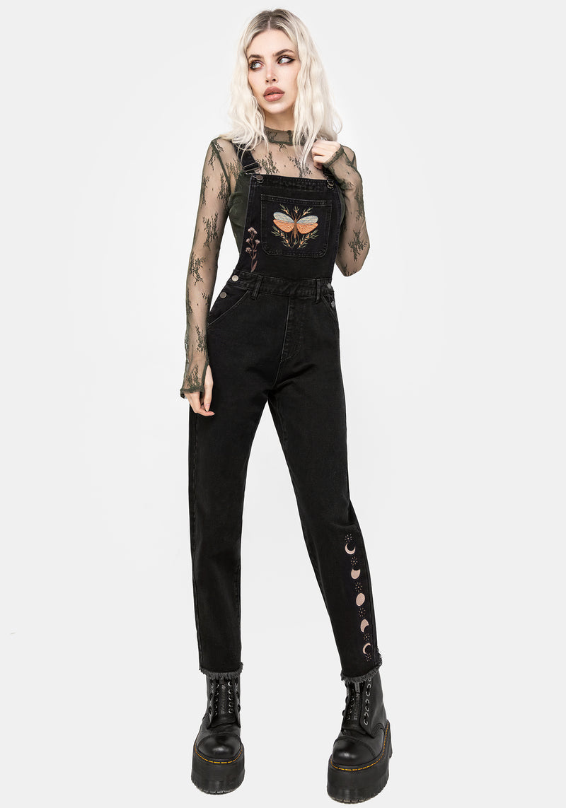 Griffinfly Bestickt Abgenutzt Denim Latzhose