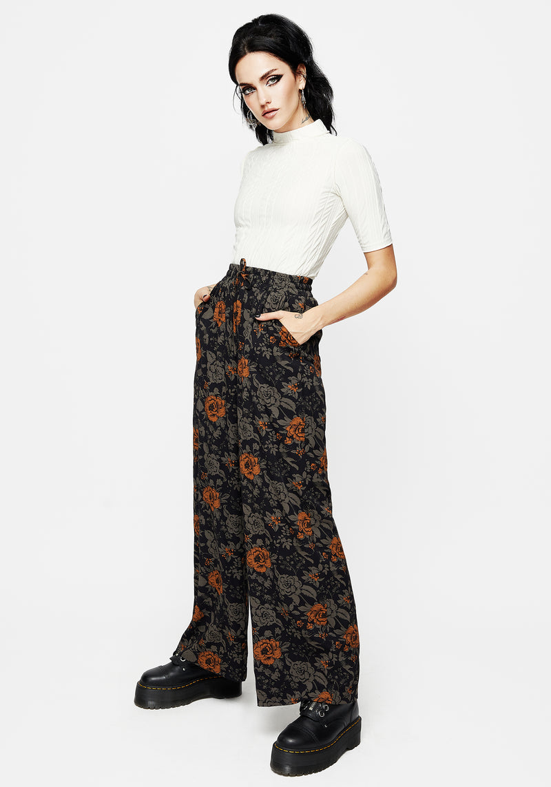 Mortify Floral Print Wide Leg Trousers