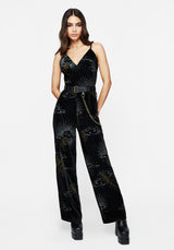 Adelina Foil Print Velour Cami Jumpsuit