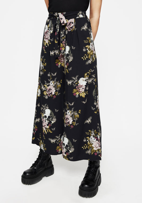 Revival Blumenmuster Weit Bein Culotte Hosen