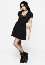 Rosethorn Embroidered Collar Mini Shirt Dress