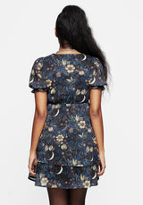 Primrose Floral Chiffon Puff Sleeve Layered Mini Dress