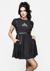 Deceased Bestickt Gestreift Mini Skater Kleid