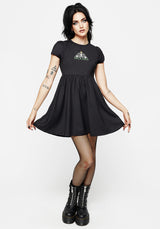 Deceased Bestickt Gestreift Mini Skater Kleid