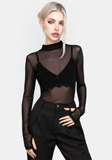 Necrosis High Neck Long Sleeve Mesh Top