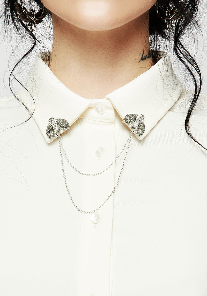 Mortmoth Chain Collared Crop Shirt