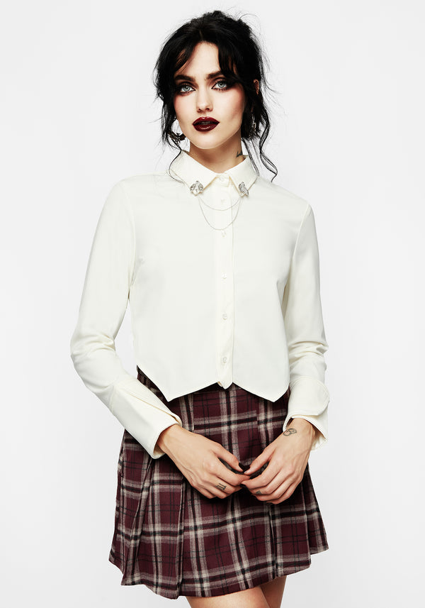 Mortmoth Chain Collared Crop Shirt