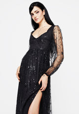 Sirius Sequined Faux Wrap Maxi Gown