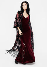 Waterlily Burnout Fringe Besatz Langschnitt Kimono