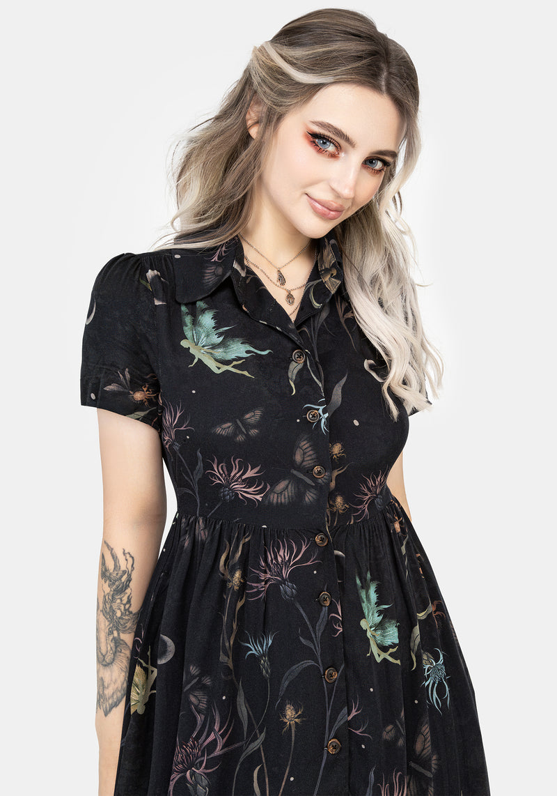 Rosanella Floral Print Midi Shirt Dress