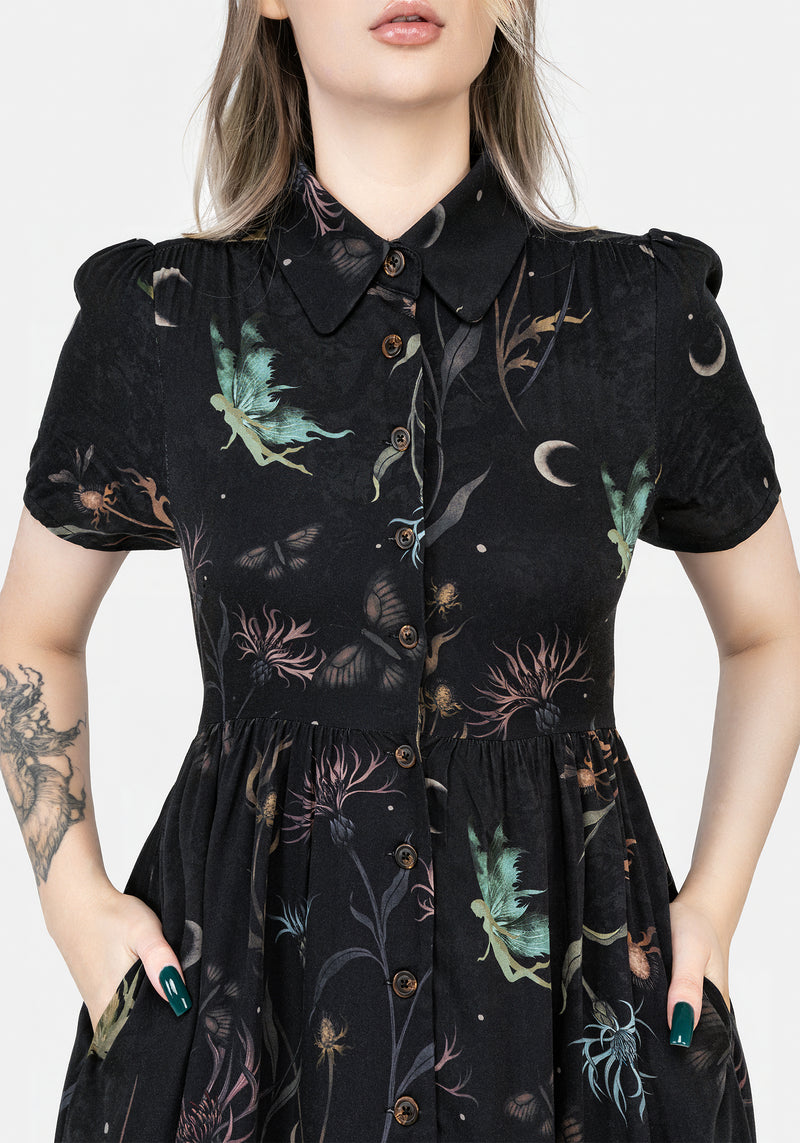 Rosanella Floral Print Midi Shirt Dress