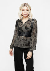 Gloriana Floral Print Chiffon Shirt