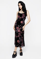 Waterlily Devoré Velour Midaxi Slip Dress