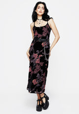 Waterlily Ausgebrannt Velours Midaxi-Kleid Slip Kleid